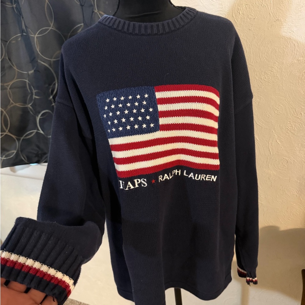 Ralph Lauren Navy Sweater with American Flag